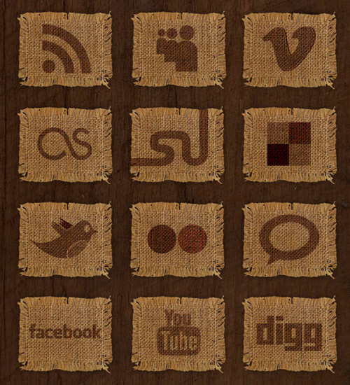 Woven Fabric Social Media Icon Set